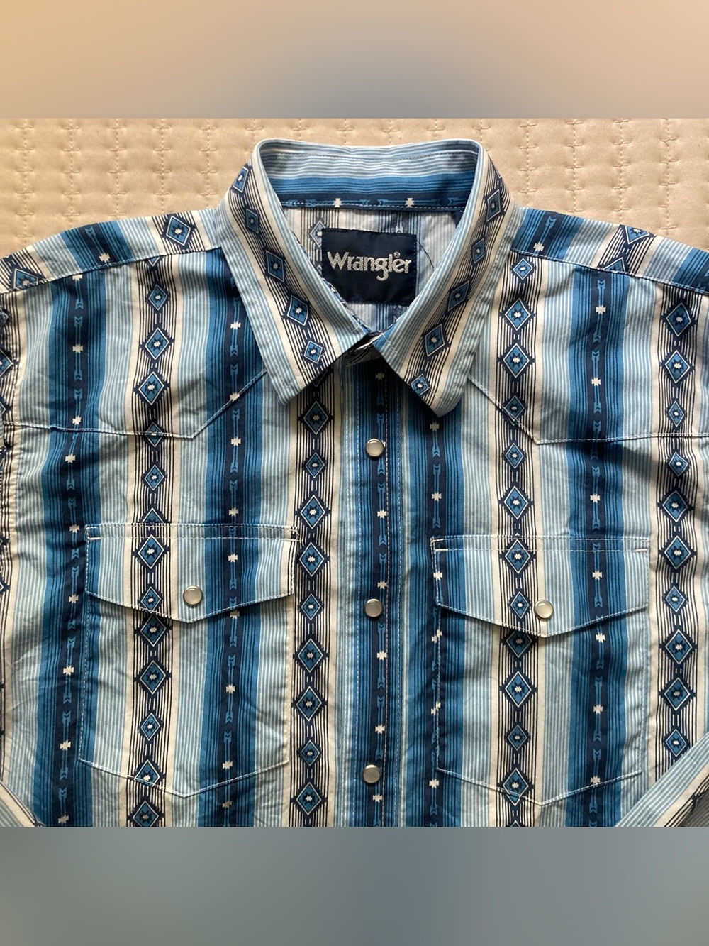 Wrangler Aztec Southwestern Pearl Snap Shirt Youth Boys XL Long Sleeve Western